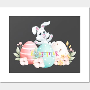 Easter wishes with a cute bunny Posters and Art